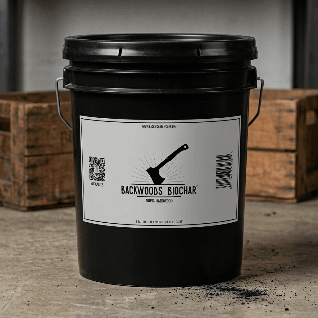 Backwoods Biochar product label