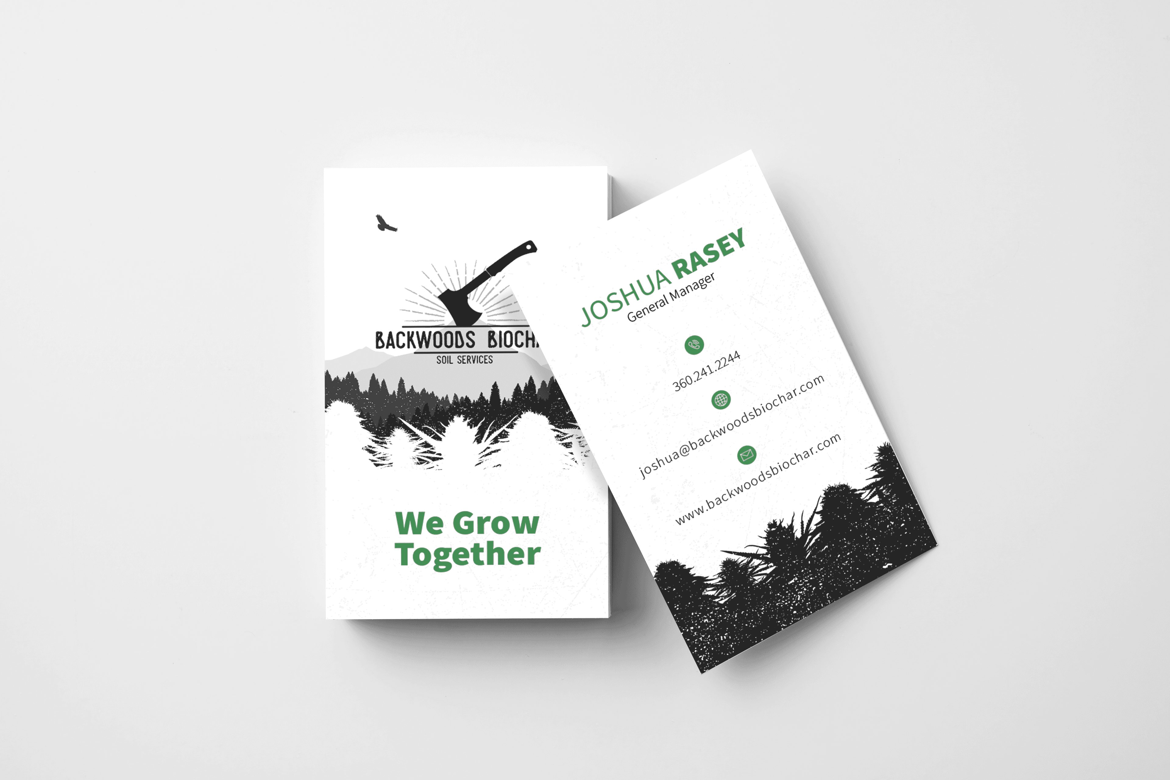 Backwoods Biochar business card mockup